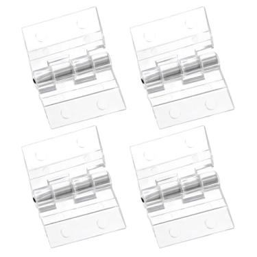Imagem de 4 peças de dobradiças de acrílico, 1 x dobradiças dobráveis de hardware de 3,8 cm, dobradiças de piano com orifício de montagem e eixo de metal para caixa de artesanato, transparente