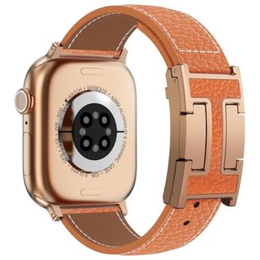 Imagem de CHANCHY Pulseira magnética de couro compatível com Apple Watch Ultra SE3 séries 11/10/9/8/7/6/5/4/3/2/1 de 40 mm, 38 mm, 41 mm, 42 mm, 44 mm, 45 mm, 46 mm, 40 mm, 40 mm, 41 mm, 41 mm, 41 mm, 41 mm, 41