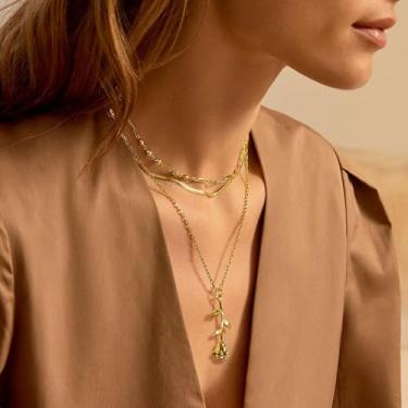 Imagem de Colares femininos de aço inoxidável com flor de rosa/martelo/cruz/São Jude Thaddeus/borboleta/colar com pingente celta masculino joia rigiosa, One Size, Aço inoxidável, Sem Pedra Preciosa