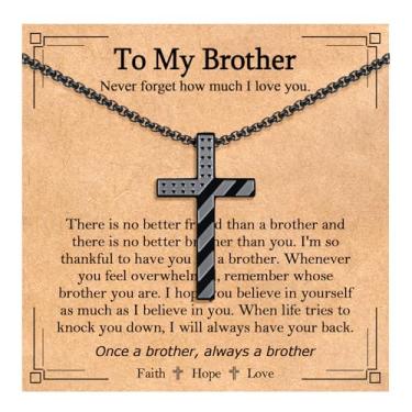 Imagem de EPIRORA Presentes para irmão - Colar com pingente de cruz de bandeira americana de aço inoxidável de 56 cm + 5 cm para homens, meninos, joias patrióticas cristãs religiosas, confirmação de Natal