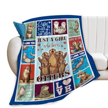 Imagem de SweetFox Just A Girl Who Loves Otters Blanket, manta de lona para decoração de lontra, presentes para meninas, meninos, amantes, super quente, macio, flanela, para crianças, adultos, homens, mulheres