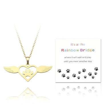 Imagem de YangQian Presente de simpatia para dono de animal de estimação, presente de memória para cães, gatos, luto, colar com estampa de pata, presente de perda de cachorro e gato, Zinco, Sem Pedra Preciosa