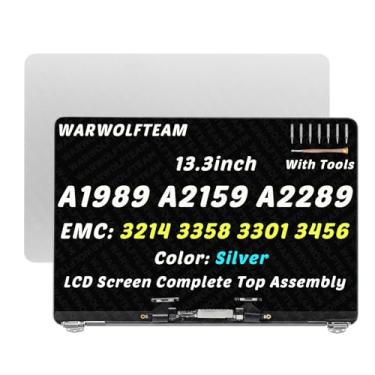 Imagem de WARWOLFTEAM Substituição de tela de 13,3 polegadas para MacBook Pro Retina A2159 A2289 A1989 EMC 3214 EMC 3358 EMC 3456 EMC 3301 True Tone 2018 2019 2020 Kit de montagem de tela LCD 661-10037 (prata)