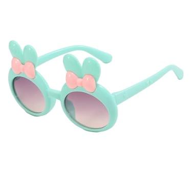 Imagem de Pacote com 1 óculos de sol redondos para crianças, jovens, armação em forma de coelho, pingentes de margarida ao ar livre para festas na praia, Verde