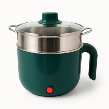 Imagem de Mini Panela Elétrica Multifuncional 1.8L Antiaderente com Vaporizador – Fogão Elétrico Portátil 110V | Ideal para Arroz, Macarrão, Legumes e Sopas