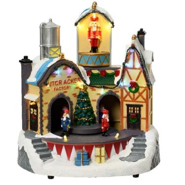 Imagem de Vila Natalina Cenario Arvore Natal Quebra Nozes Fabrica Som Led Movimento Decoraçao Loja Casa Festa Evento Recepçao