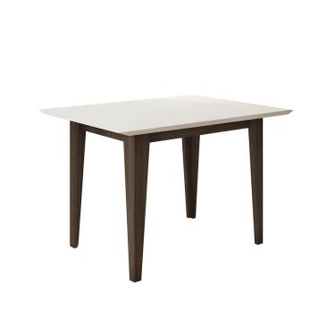 Imagem de Mesa de Jantar 4 Lugares Tampo com Vidro Cairo Amendoa Off-White