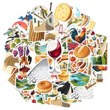 Imagem de 50 peças de adesivos de comida para marcos de viagem em Portugal, faça você mesmo, tradicional, para mala, geladeira, telefone, bagagem, laptop, guitarra, carro, brinquedos, faça você mesmo, telefone