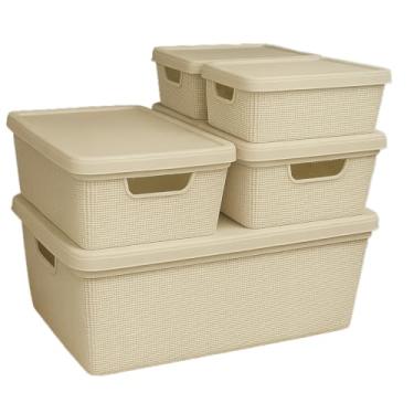 Imagem de Caixa Organizadora Com Tampa Grande Em Plástico(Bege)