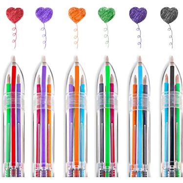 Imagem de 12 Pacotes de Ca Esferográfica Multicolorida 6 Em 1 de 0,5 Mm, Cas Esferográficas Retráteis de 6 Cores Para Presente de Estudantes de Escola de Escritório