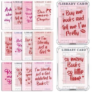 Imagem de Rngmsi Inserção de cartolina para capa transparente – 12 peças de inserções de cartão de biblioteca compatíveis com Kindle Paperwhite 11 a 12, 17 x 11,8 cm, papéis rosa livros para E-Reader