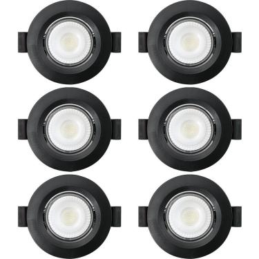 Imagem de Kit 6 Spot De Led Embutir Slim Mr16 Redondo 6W Preto Bivolt