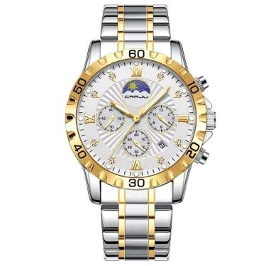 Imagem de Relógio De Pulso De Quartzo Masculino Multifuncional Em Aço Inoxidável Impermeavel Branco