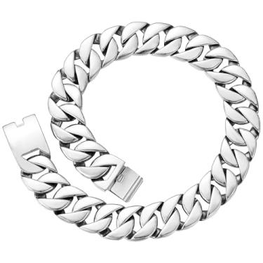 Imagem de AYiFFWTEO Colar de corrente de ouro resistente de 32 mm de largura com caixa, banhado a ouro 18 K, aço inoxidável 316L, grosso, corrente cubana, hip hop, joias, pulseiras, colares para mulheres e