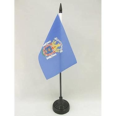 Imagem de Bandeira de mesa Melilla 10 cm x 15 cm - cidade autônoma de Melilla - Bandeira de mesa da Espanha 15 x 10 cm - Bastão e base de plástico preto - AZ FLAG