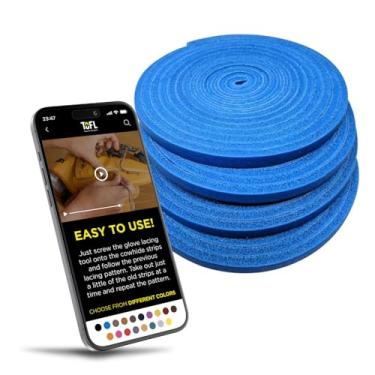 Imagem de Luva de beisebol e softbol TOFL com cadarço de couro, Royal Blue 4