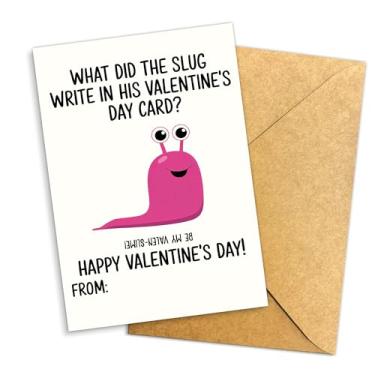 Imagem de Podagree Be My Valen-Slime Cartão engraçado de Dia dos Namorados de crianças ou amigos, design de trocadilho de animal fofo, cartão peculiar 20 x 13 cm com envelope