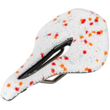 Imagem de Assento de selim de bicicleta confortável, materiais de nova tecnologia para bicicletas MTB, estrada, exercício, trekking, dobrável, híbridas e cruiser (branco + laranja)