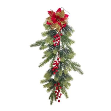 Imagem de KiBcsLic Guirlanda de Natal artificial em formato de lágrima para porta, enfeite decorativo com folhagem de, guirlanda para pendurar no quarto ou