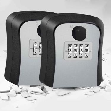 Imagem de SAFEPacote com 2 caixas de bloqueio de chave, combinação de 4 dígitos, suporte de parede externo, à prova d'água para armazenamento de chaves de casa, código redefinível, caixas de senha de segurança