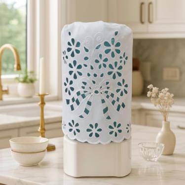 Imagem de Artesãos Do Ceará Capa Decorativa para Garrafão de Água, Bordado Richelieu Branco, 39x23cm, Tecido 100% Algodão, Design Floral Artesanal, Proteção para Garrafão 20L