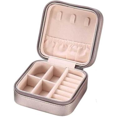 Imagem de Caixa de joias para mulheres caixa de joias de viagem organizador de joias portátil com ganchos multifuncional brinco e caixa de anel divisor removível caixa de joias organizador de joias caixa de