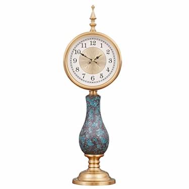 Imagem de Relógio de mesa retrô decorativo relógio de mesa mesa decoração sala de estar nova luz chinesa luxo criativo relógio de mesa relógios de mesa (números romanos E) (algarismos arábicos dourados)