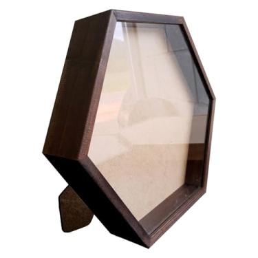 Imagem de KIAGA, Moldura Caixa Alta Hexagonal com Vidro para Quadros Quilling e Scrapbook Mais Fundo em Mdf com Suporte - 1,5x6,5 Cor:MAR