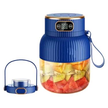 Imagem de Copo multifuncional portátil de 600 ml com tela digital, liquidificador portátil de smoothies em movimento, liquidificador de suco recarregável por USB, copo único + tampa dupla