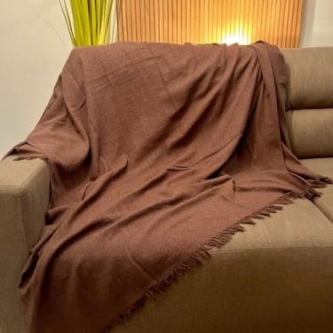 Imagem de Capa para sofá-cama misto 220 x 150 cm Capa protetora decorativa (MARROM LISO)