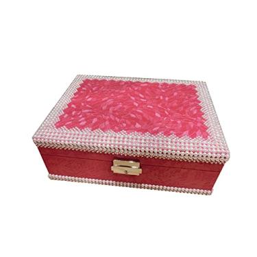 Imagem de BSNANCA Organizadores de maquiagem moderna grande luxuosa caixa de joias de madeira caixa de joias princesa brincos caixa de armazenamento de joias com caixa de joias com cadeado