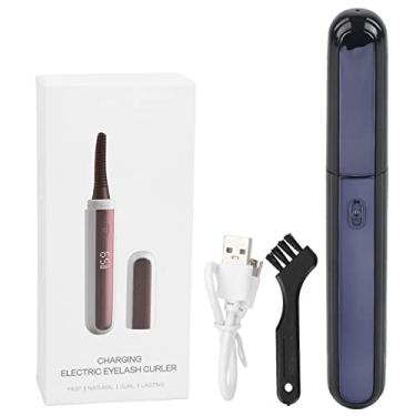 Imagem de Modelador de cílios elétrico USB recarregável aquecido permanente com display LCD Controle de temperatura de 4 níveis para mulheres Curling Material ABS (Preta)