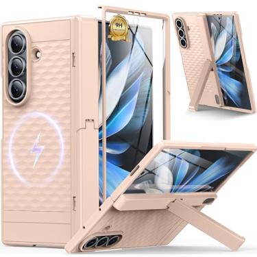 Imagem de BUSCBEAR Capa magnética para Samsung Galaxy Z Fold 7, [protetor de tela embutido] [proteção de dobradiça] [suporte] [compatível com MagSafe] capa protetora de corpo inteiro para Galaxy Z Fold 7 Gold