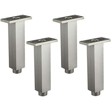 Imagem de LUOFDCLDDD Pernas de móveis, 4 peças pernas de altura adiustável 6 mm pés de metal para mesa pés de liga de alumínio pés quadrados de armário de substituição pés de sofá/8 cm