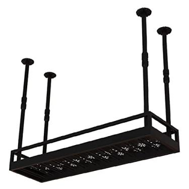 Imagem de Prateleira de teto ajustável barra de teto rack de copo de vinho, suporte de garrafa de vinho, rack de vinho pendurado industrial para exibição, armazenamento e decoração, para cozinha/sala de estar