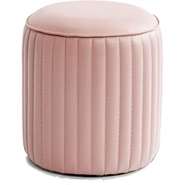 Imagem de SENNIAN Banqueta redonda de couro PU otomano, sala de estar, quarto, varanda, assento de mudança, com pés antiderrapantes silenciosos, alta resiliência, vários