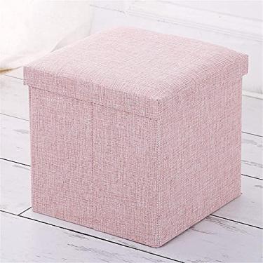 Imagem de Banqueta para pés Simplicidade de tecido estofado otomano, apoio para os pés pequeno em cubo, baú de armazenamento dobrável, para dormitório, pés, descanso, corredor, sapato, banco, cor lótus, 30 x 30