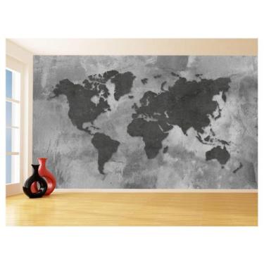 Imagem de Papel De Parede 3D Mapa Mundi Cimento Concreto 3,5M Nmu41 - Você Decor