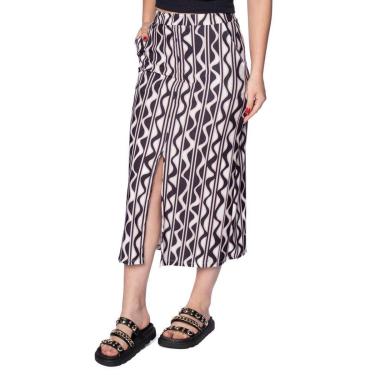 Imagem de Saia Midi Feminina Olho Fatal Estampada com Fenda Preta-Feminino