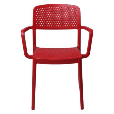 Imagem de Cadeira Tramontina Serena Em Polipropileno Vermelho Com Braços