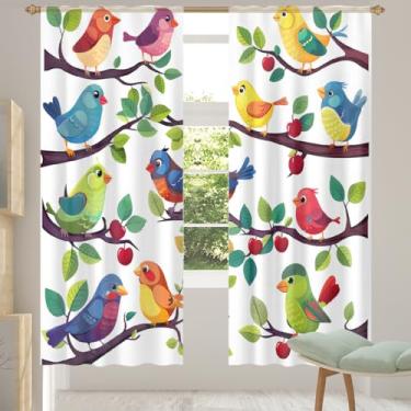 Imagem de 2 conjuntos de painéis de primavera animal colorido bonito cortinas transparentes arejadas com filtro leve painéis de cortina leve cortina de porta janela para sala de estar, quarto, jantar, 84