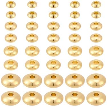Imagem de Beebeecraft 1 caixa 100 peças de contas espaçadoras Rondelle banhadas a ouro 24K 304 aço inoxidável 4/5/6/8 mm contas ovais para pulseira de miçangas colar fabricação de joias