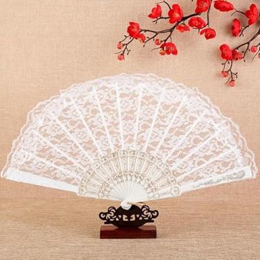 Imagem de Elegante leque de mão de renda preta com detalhes dourados apresentações de dança tradicional, casamentos, eventos de igreja e decorações de carnaval - mantém o frescor sob controle (leque de