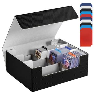Imagem de SFSOC Card Storage Box For Trading Cards,1800+ MTG Deck Box With 10 Dividers,6 Stoppers,4 Supporters,Leather Magnetic Closure Card Boxes Fits For Magnetic Cards Holder,Toploaders,YuGiOh,TCG