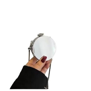 Imagem de Bolsa redonda de metal para moedas, mini clutch noturna para mulheres, bolsa transversal criativa de liga rígida, bolsa de mão de festa para presente