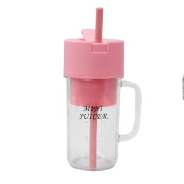 Imagem de Mini Liquidificador Portátil, Mixer Elétrico USB, 500ml, Lâminas em Aço Inoxidável, Bateria 1200mAh, com Canudo de Silicone, para Sucos e Shakes, 18cm x 8.5cm
