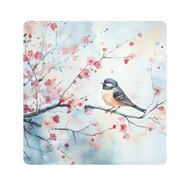 Imagem de SEHANY Saco de maquiagem de pano autoadesivo colorido flores primavera pássaro mágico protetor portátil para lente de câmera envoltório cosmético, bolsa de maquiagem aberta para mulheres, itens