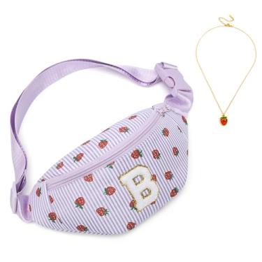 Imagem de I IHAYNER Presentes de aniversário para meninas de 3, 4, 5, 6, 7, 8, 9, 10, 11, 12, 13 anos, pequena, com inicial, bolsa de cinto personalizada, Roxo - B, Small, Casual