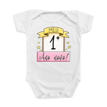 Imagem de Body de Bebê Roupinha Temático Festas Meu Primeiro Ano Novo Divertido 