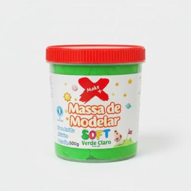 Imagem de Massa de Modelar Massinha Soft Verde Claro, Base de Amido, Atóxica, 500g, Textura Macia, Lavável, para Atividades Educativas e Criativas